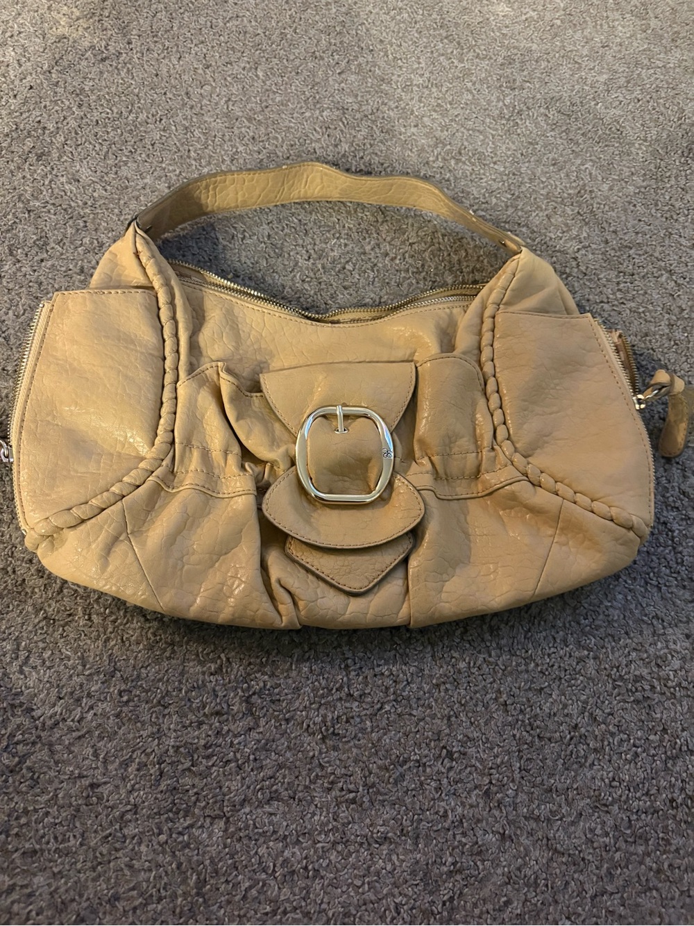 Jessica Simpson Beige Braided Shoulder Bag with Buckle